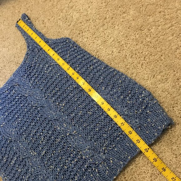 OAK Handmade Periwinkle Blue Sleeveless Cable Knit Top - Picture 12 of 12